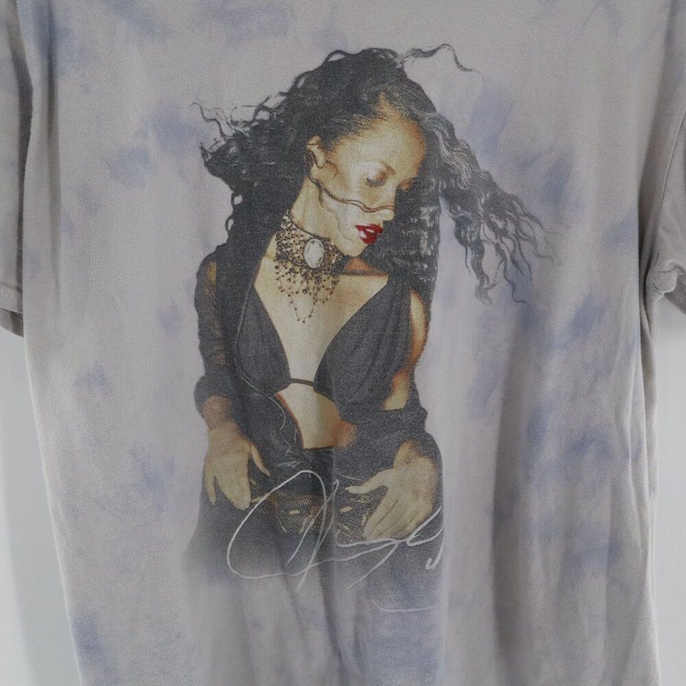 Aaliyah Tie Dye Graphic Tee Unisex XL Gray 90's Nostalgia Retro Music Streetwear - Picture 4 of 14